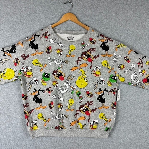 Looney Tunes Mania Tops - Looney‎ Tunes Sweatshirt Gray 3XL Taz Tweety Bugs Bunny Marvin NWT
